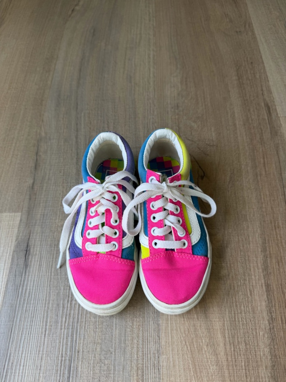 Vans Kids Colorblock Lace-Up Sneakers - Pink, Blue & Yellow